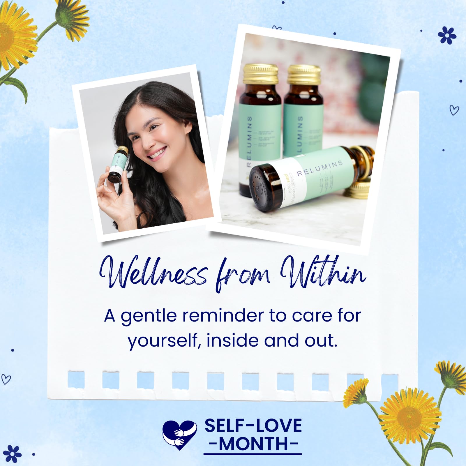 Relumins antioxidants mix with vitamin C, EGCG, and resveratrol.