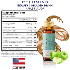 Relumins Collagen: fórmula sin gluten para ingesta cómoda.