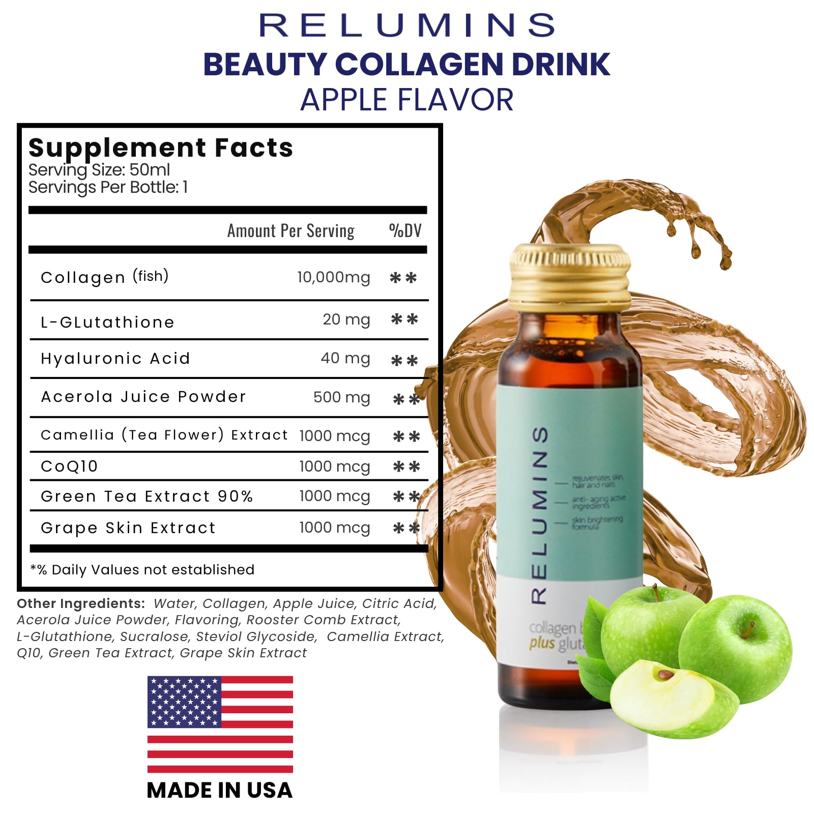 Relumins daily-beauty-routine-glass—enjoyable sip supporting hydration and antioxidants.