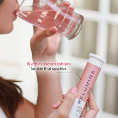 Relumins Gluta C Fizz bottle close-up ready-to-dissolve format.