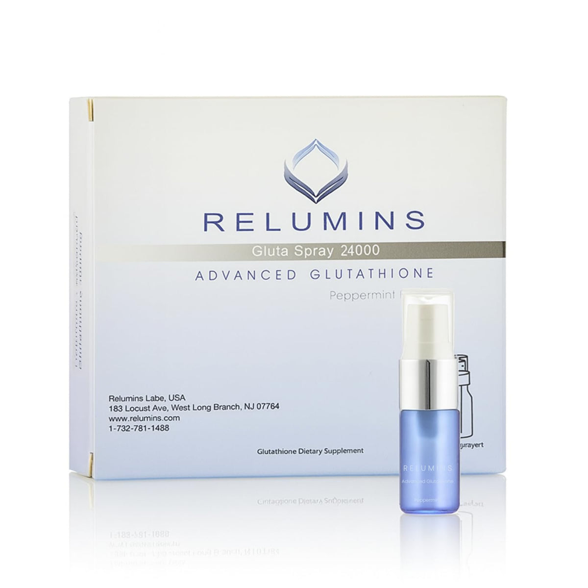 Relumins Glutathione spray bottle for portable daily use.