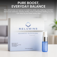Relumins Glutathione spray vial highlighting single-dose use.