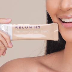 Relumins Marine Collagen Drink sachet in the morning routine