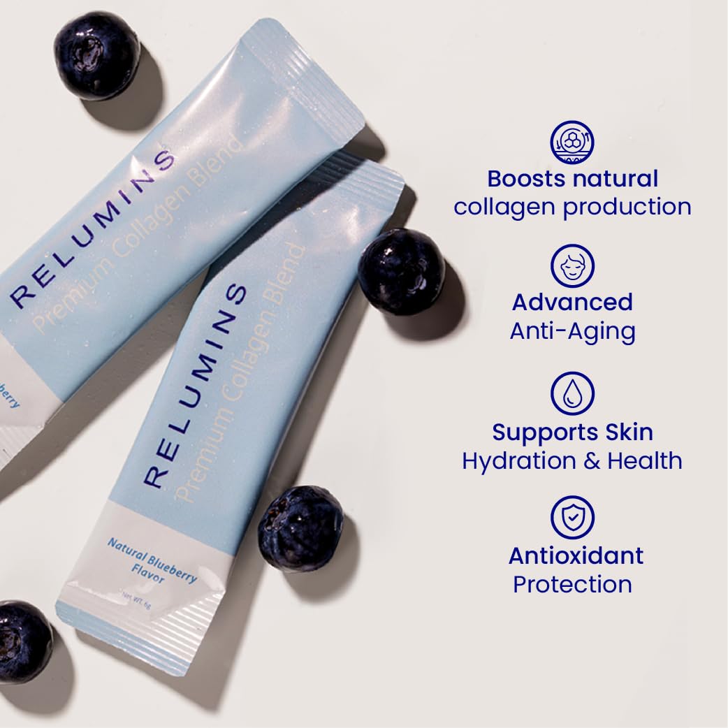 Relumins Marine Collagen label closeup highlights premium ingredients.