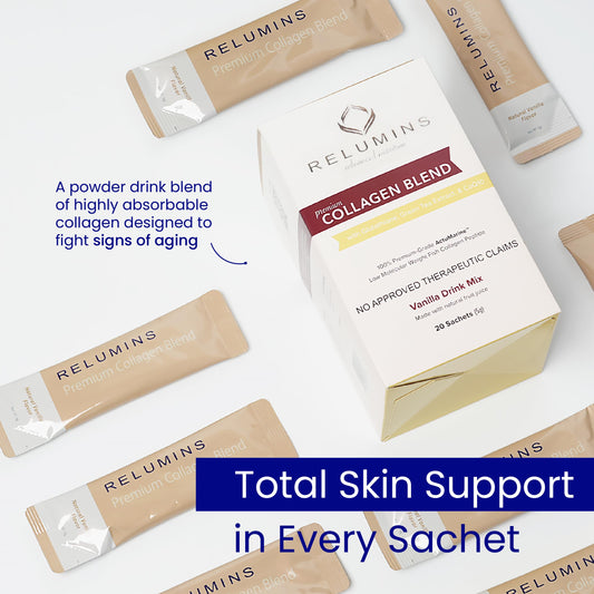 Relumins Marine Collagen sachet dissolving in water for easy mix