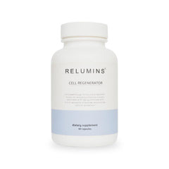 Relumins NAD+ bottle front with clean packaging supports daily energy
