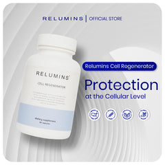 Relumins NAD+ packaging box highlights premium formula for focus and vitality
