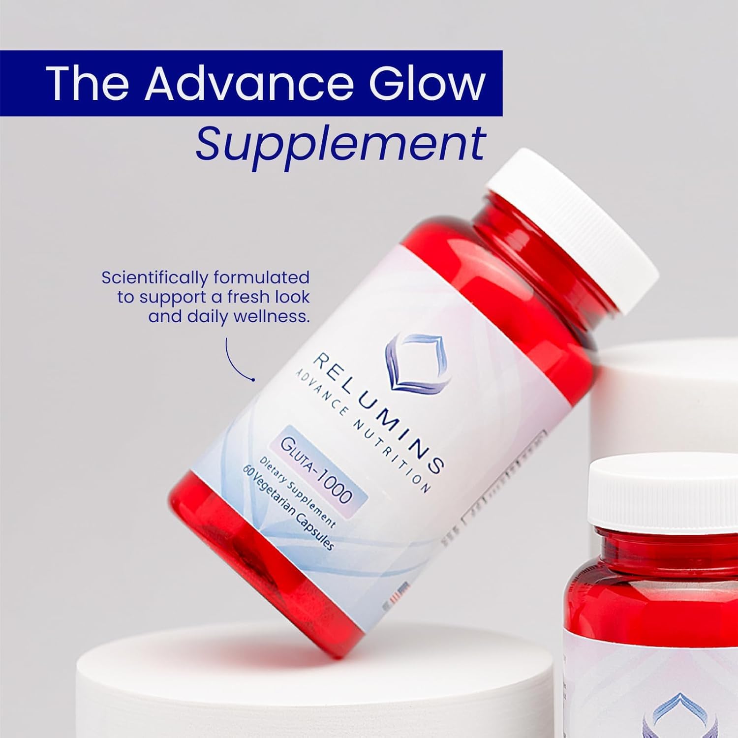 Relumins Spring Glow label detail highlights vegan ingredients and clean formulation.