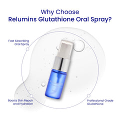 Relumins sublingual spray mist close-up shows smooth, even delivery.