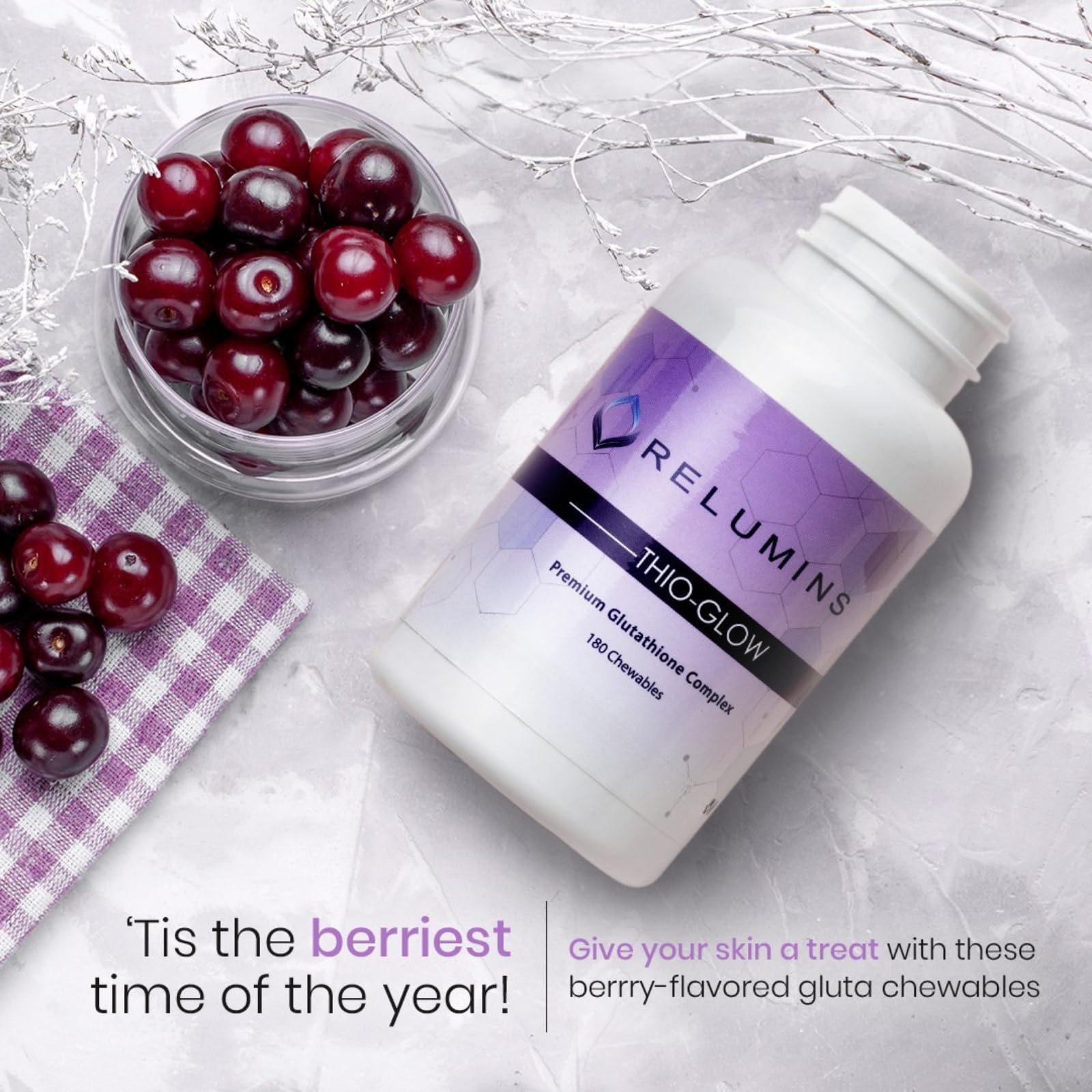 Relumins Thio-Glow antioxidant action with 330mg per serving explained.