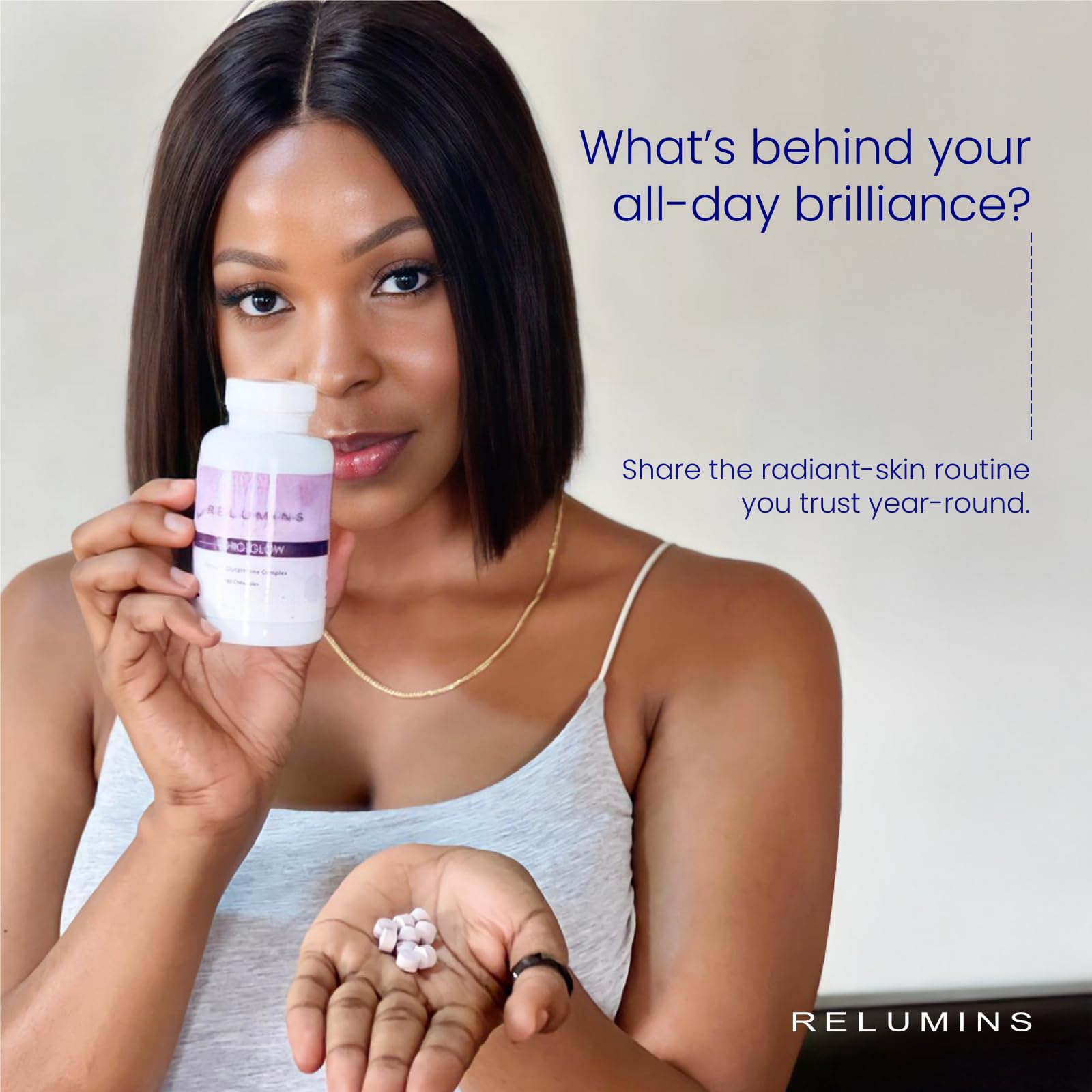 Relumins Thio-Glow immune-support chewables for holistic wellness.