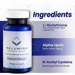Relumins USA-made label communicates clean, non-GMO production and trust.