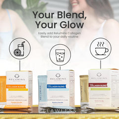 Relumins vanilla collagen sachets on table suggesting simple morning ritual