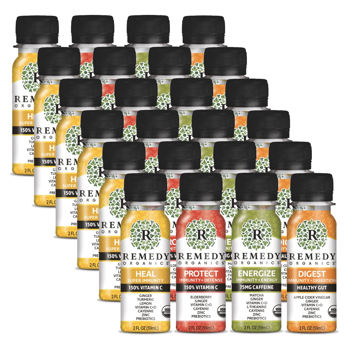 Remedy Organics Immunity Plus Shot bottle on display for easy daily wellness.