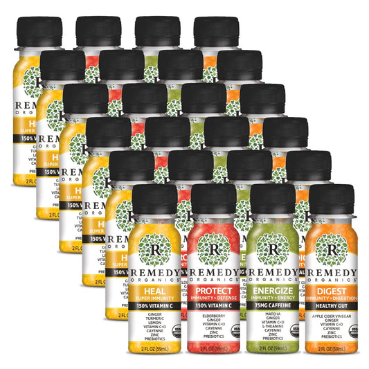 Remedy Organics Immunity Plus Shot bottle on display for easy daily wellness.