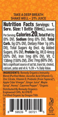 Remedy Organics Immunity Plus Shot label visible on a shelf-stable 24-pack.