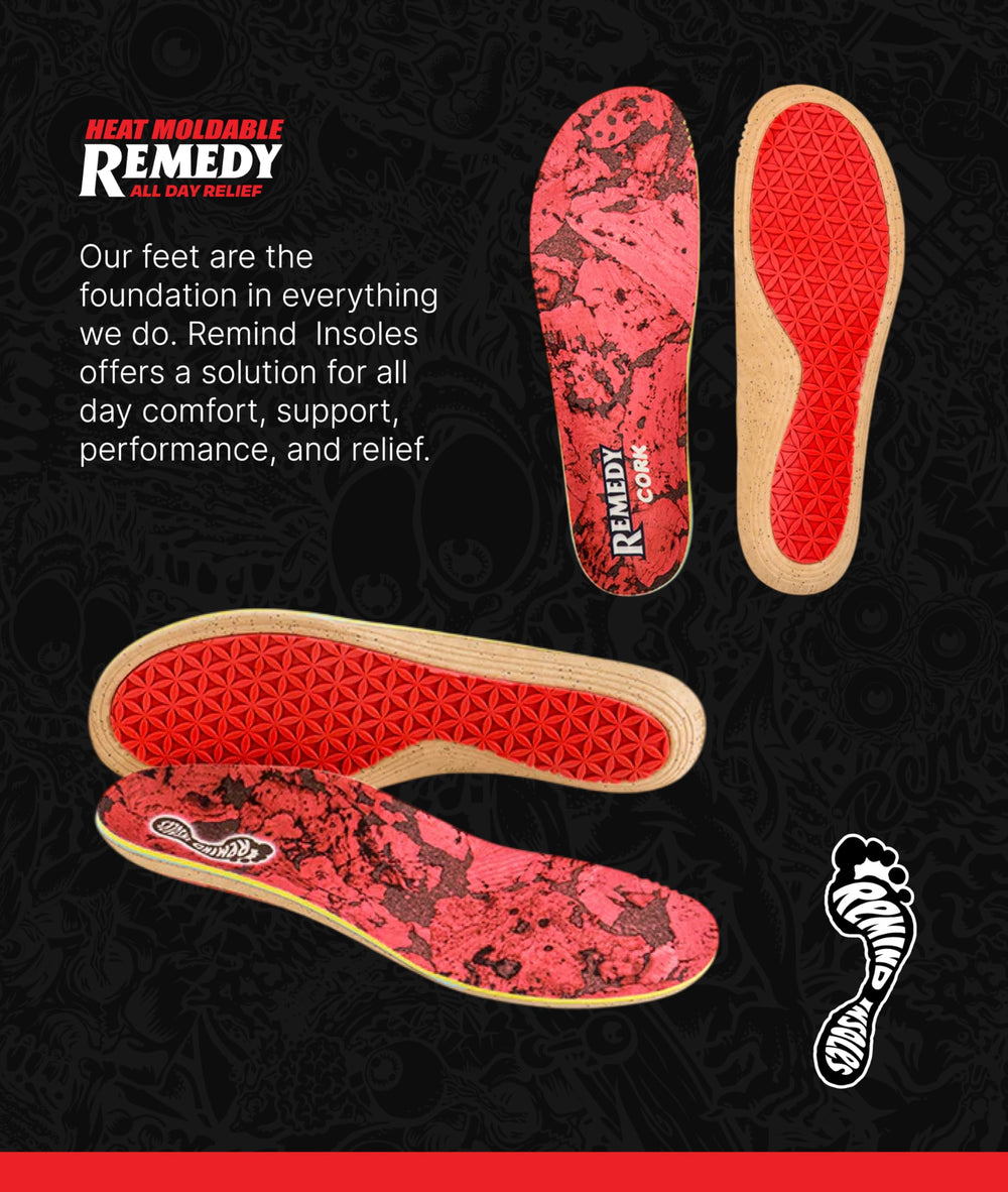 Remind Remedy Impact cork insole heel cushioning for added impact protection