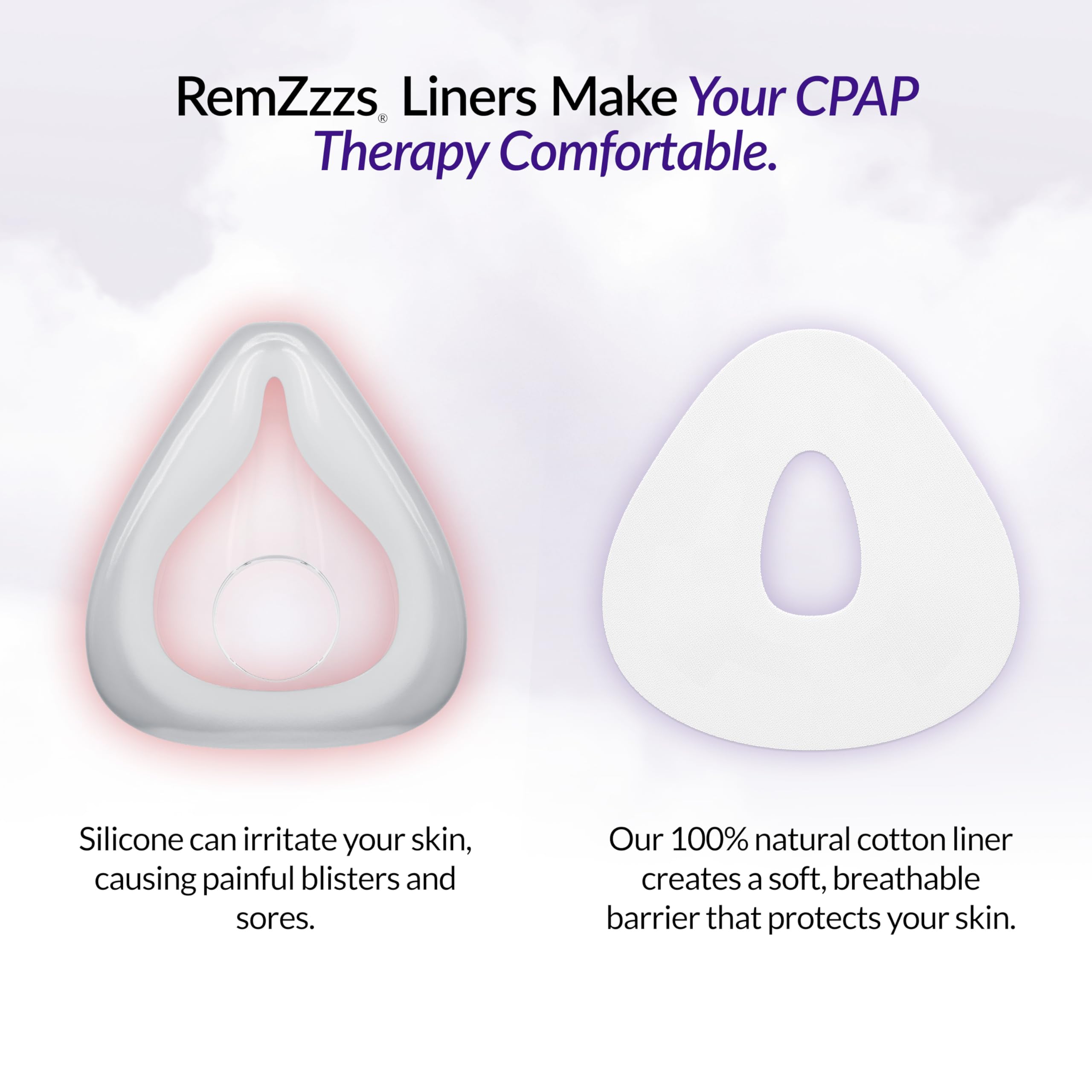 RemZzzs absorbent face liner material soaks moisture for smoother wear.
