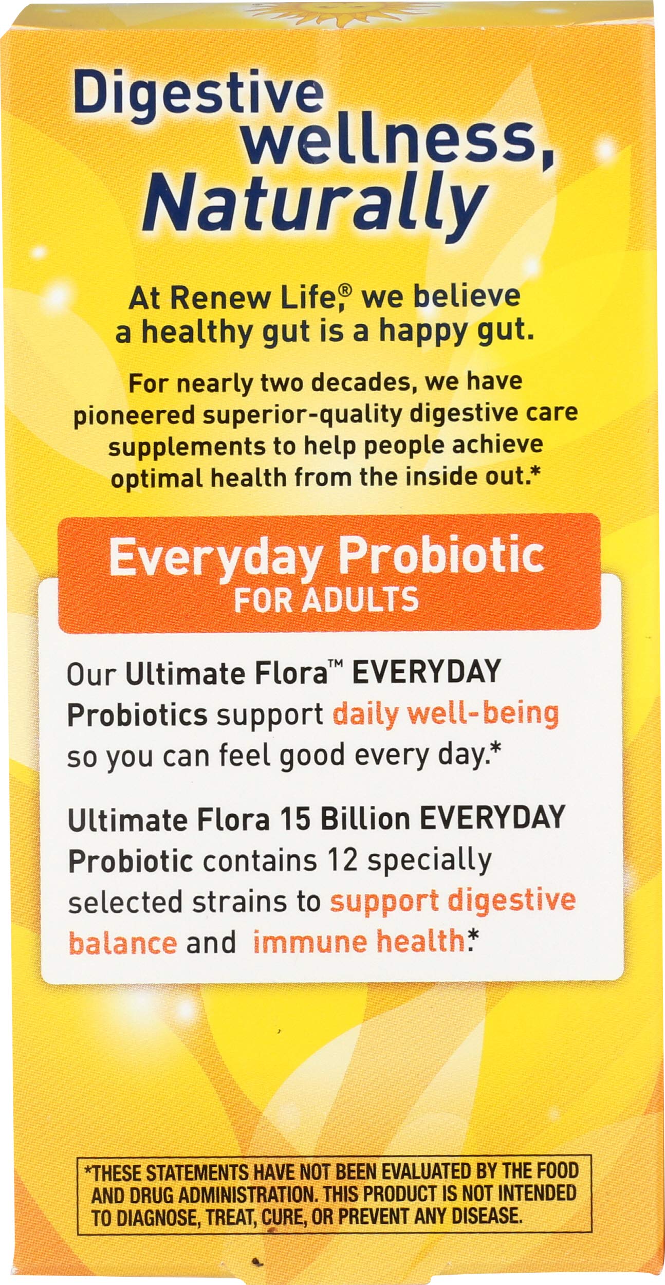 Renew Life Everyday Probiotic bottle shows 15 Billion CFU potency for gut health