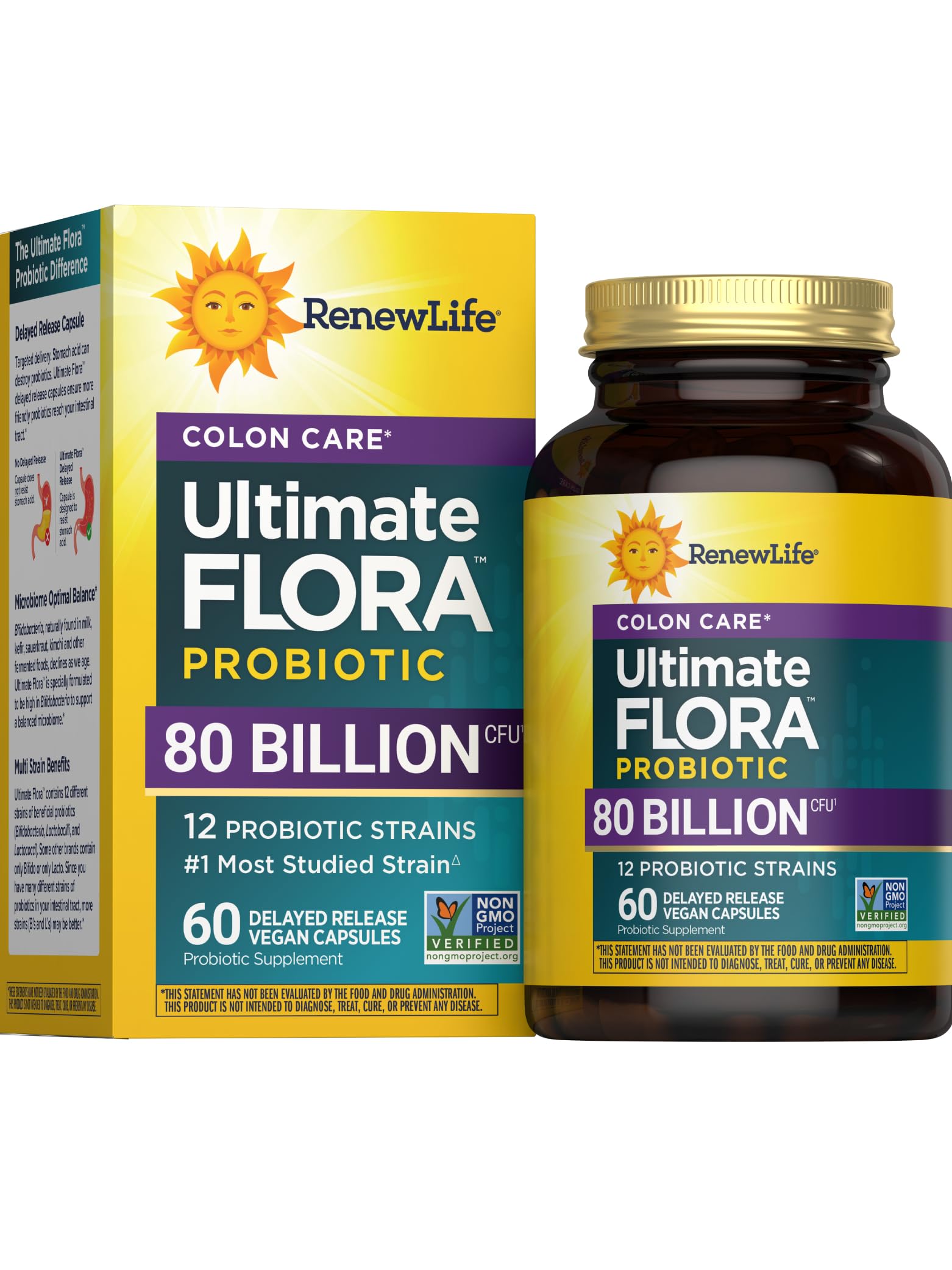 Renew Life Colon Care bottle front view for daily gut support.