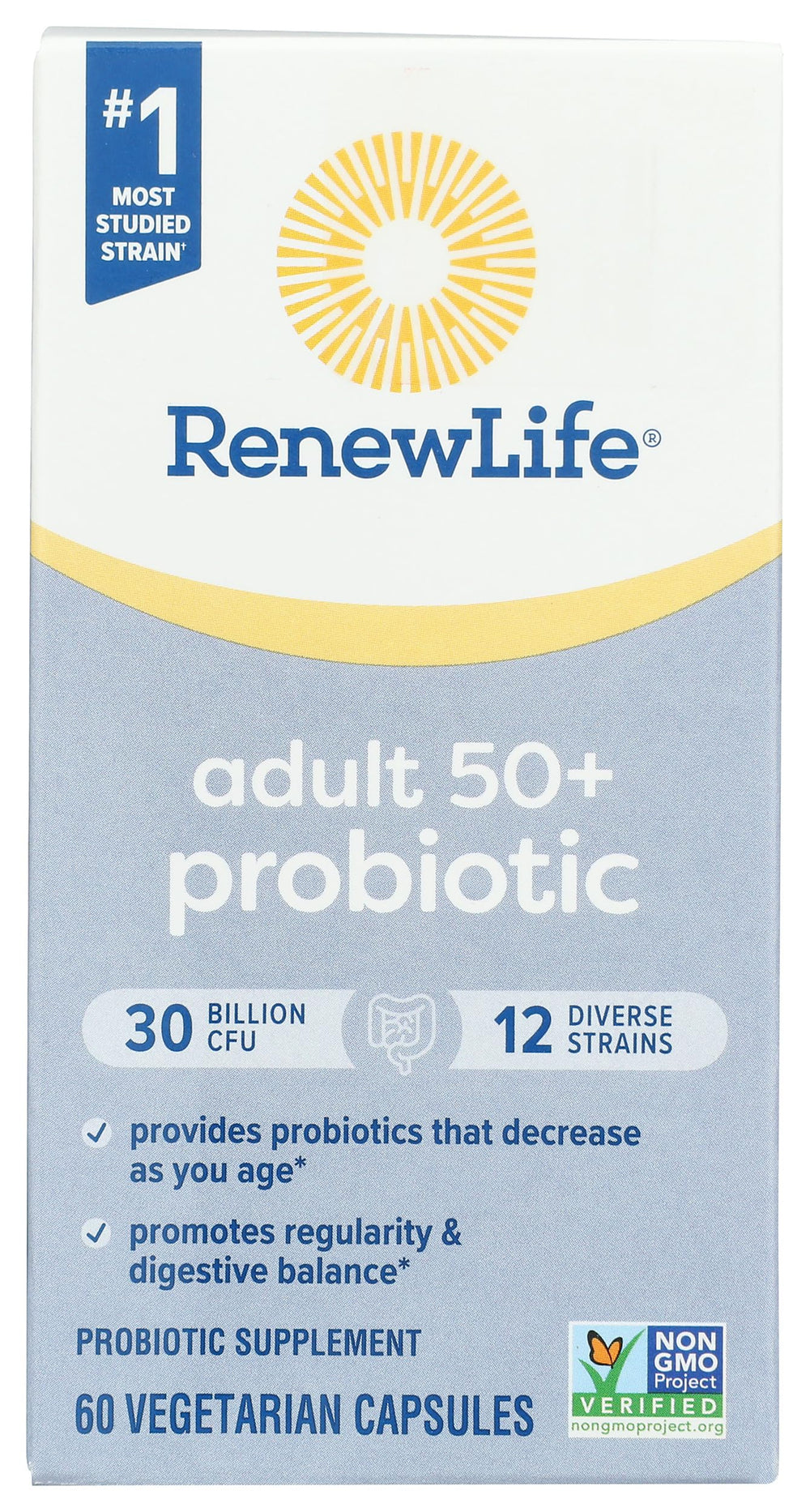 Renew Life Probiotic 30B UF bottle front showing daily gut balance potential