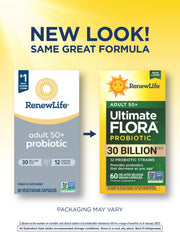 Close-up of Renew Life 12-strain probiotic capsules for digestive and immune balance