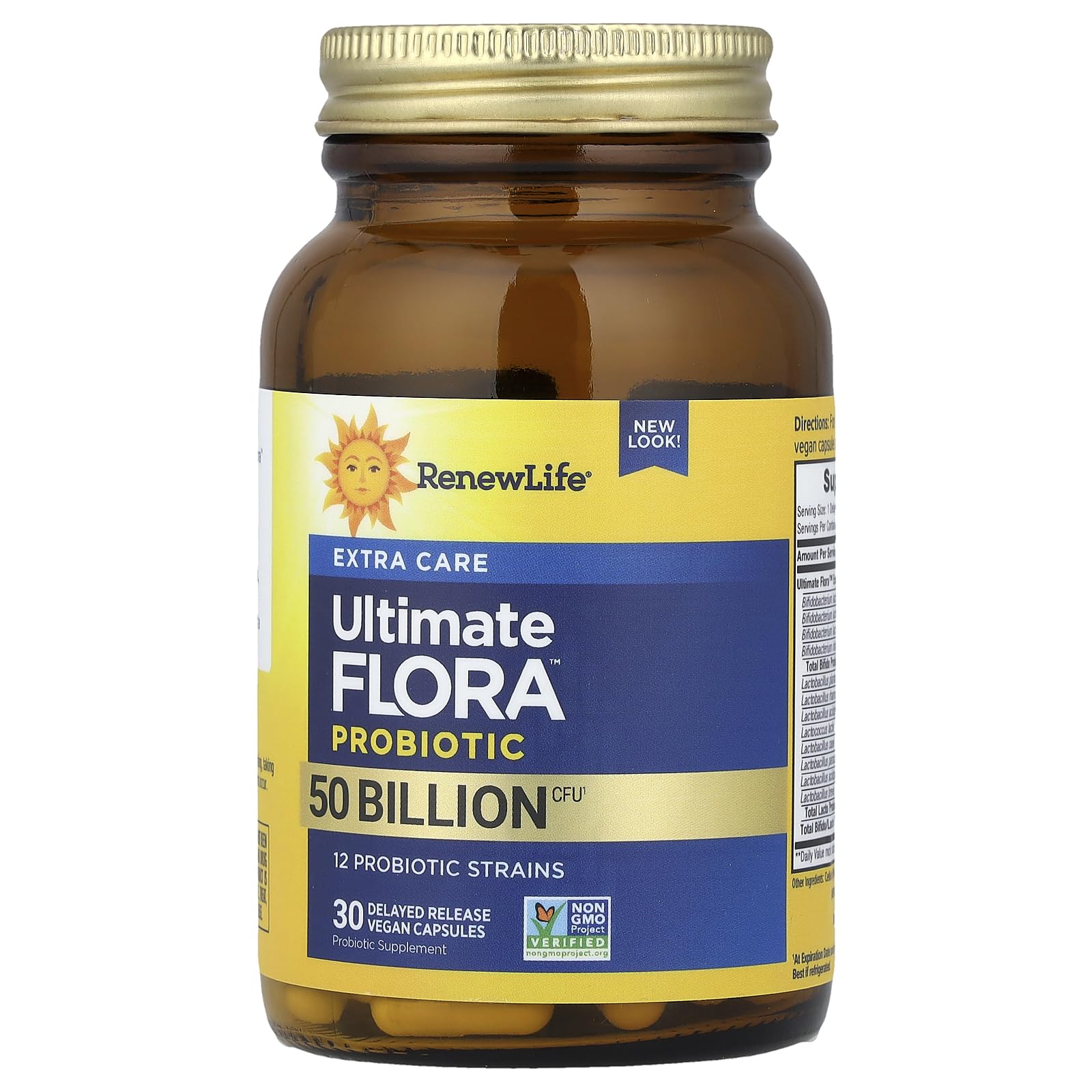 Renew Life Ultimate Flora 50B packaging box emphasizing daily probiotic routine.
