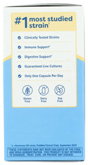 Renew Life Ultimate Flora bottle on shelf emphasizing shelf-stable probiotic packaging.