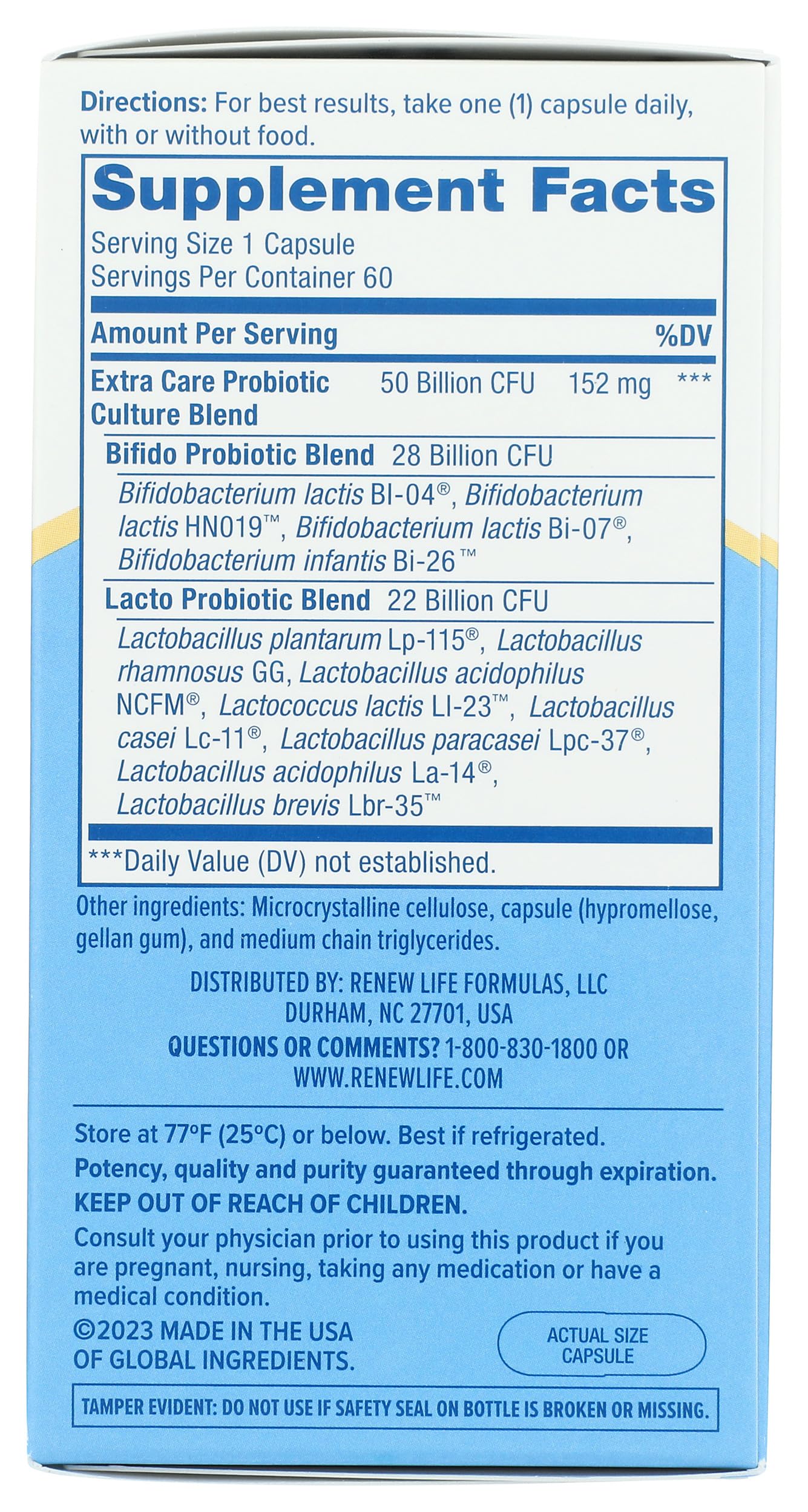 Renew Life Ultimate Flora lifestyle use with hand holding bottle during daily routine.