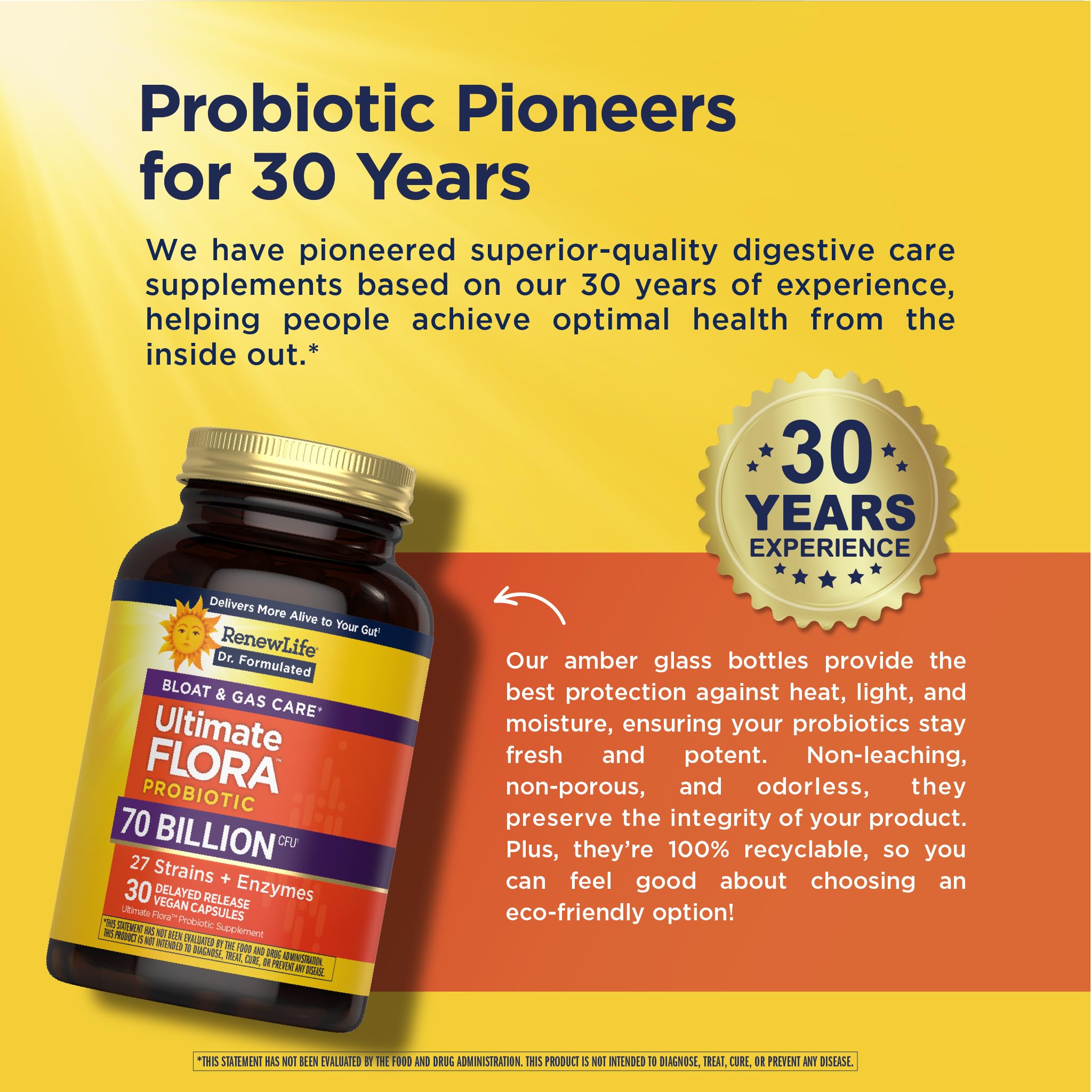 Renew Life Ultimate Flora vegan capsules in packaging emphasizing dairy-free formula.