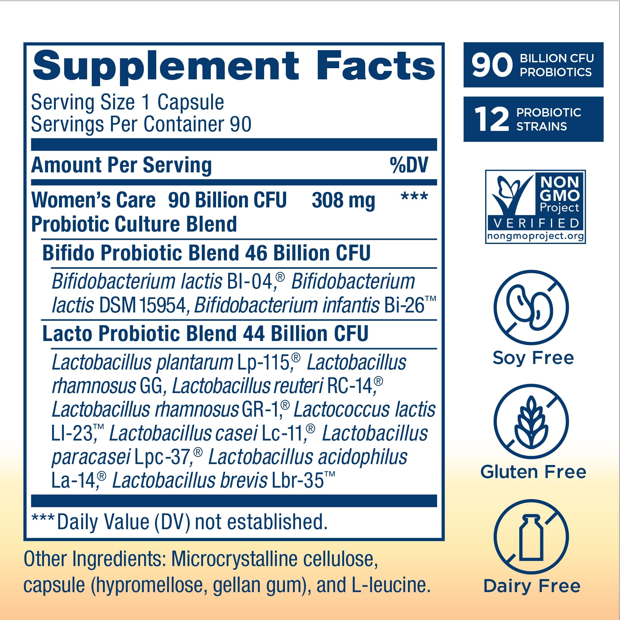 Close-up of Renew Life Women's Care capsules highlighting 25 Billion CFU per dose.