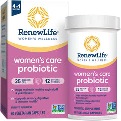 Renew Life Women's Care Probiotic bottle front showing daily capsule dose.