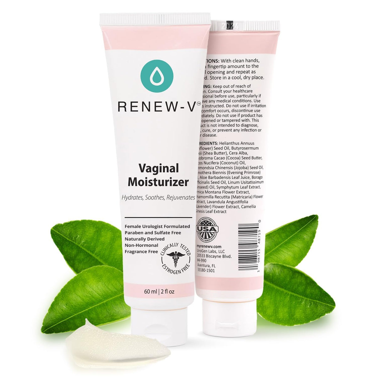 Renew-V bottle pour demonstrates smooth, lasting hydration for intimate comfort
