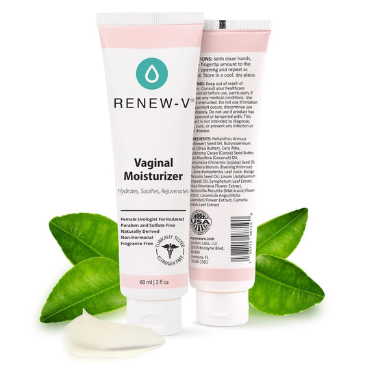 Renew-V bottle pour demonstrates smooth, lasting hydration for intimate comfort
