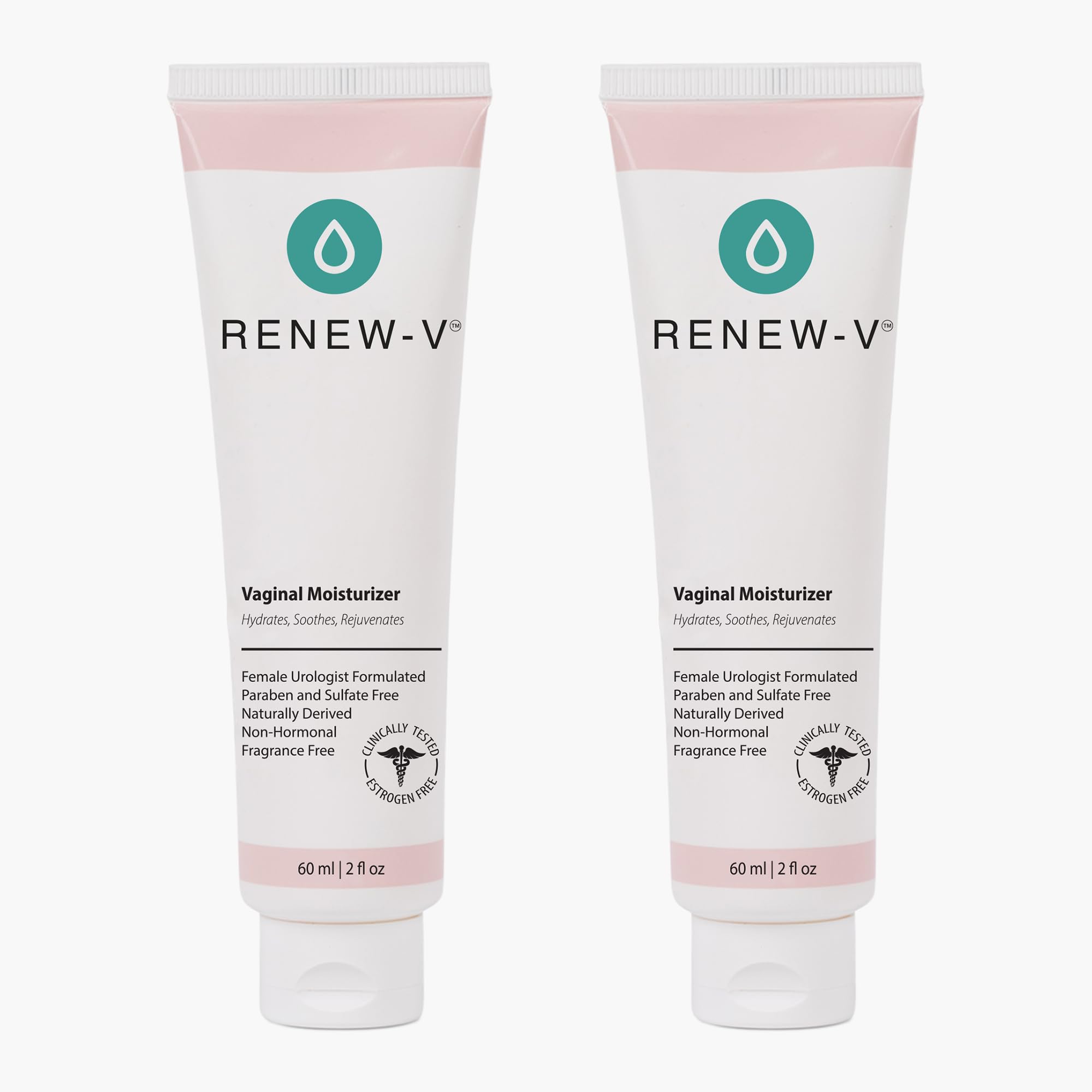 Renew-V vaginal moisturizer bottle being poured for hydration and comfort