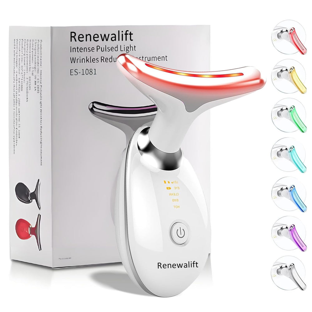 Renewalift seven-in-one red light therapy for face and neck enhances skin radiance.