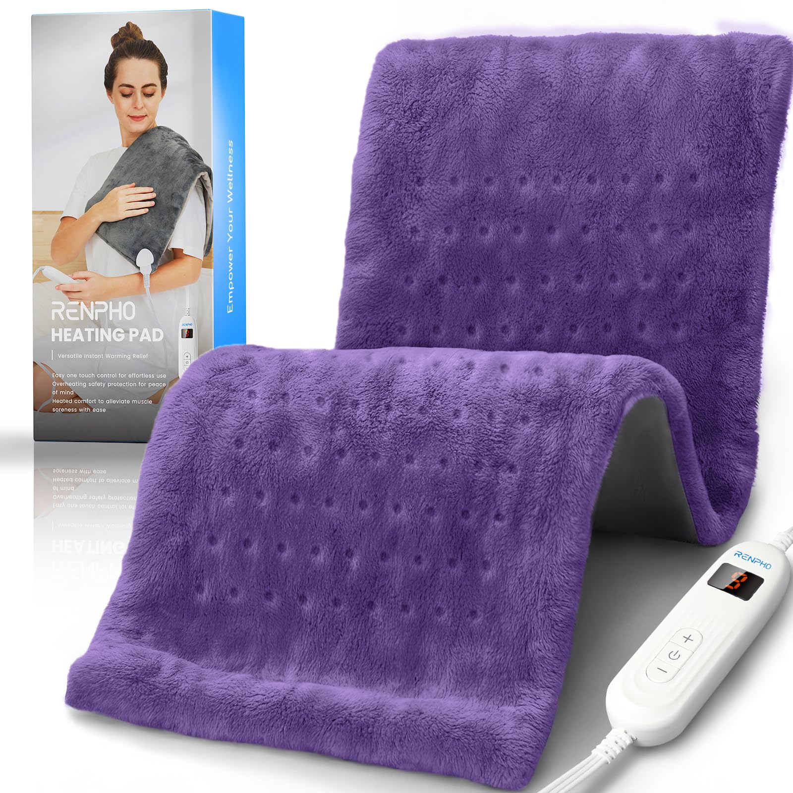 RENPHO electric heating pad in violet with large 12x24 inch coverage.