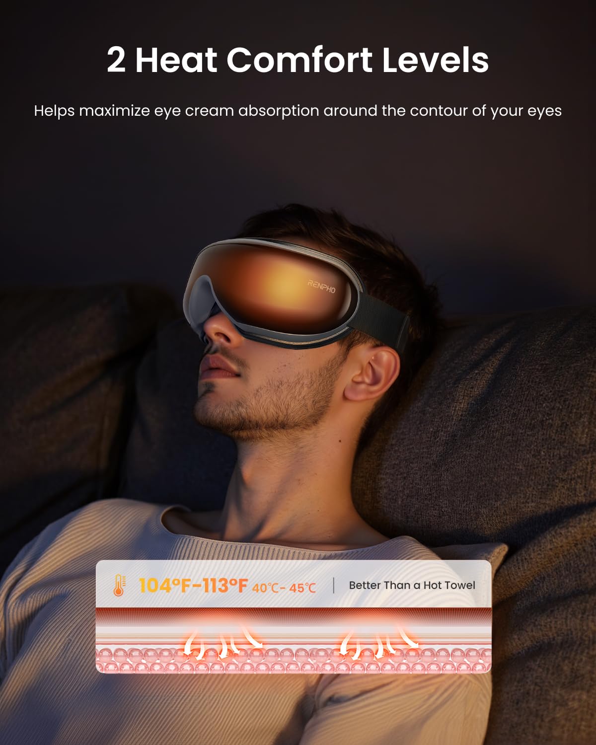 RENPHO eye massager with adjustable compression for targeted eye comfort.