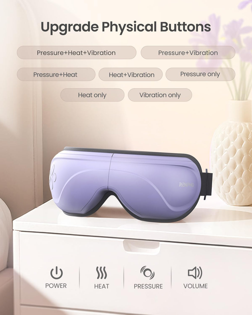 Wireless Bluetooth audio on RENPHO Eye Massager for calming tracks during sessions.