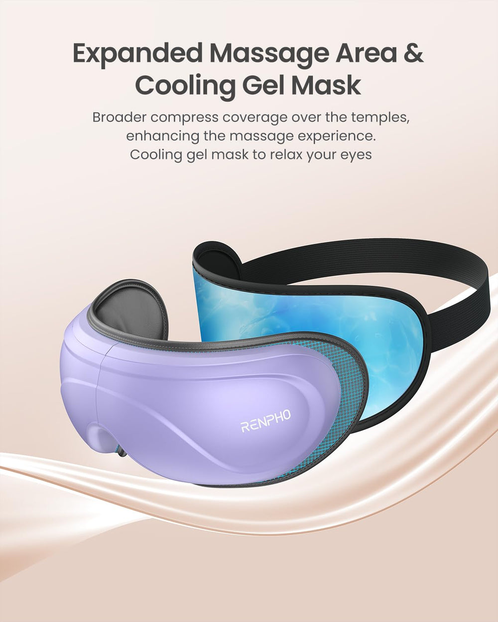 Cooling gel mask in RENPHO massager for refreshing relief after long screen use.