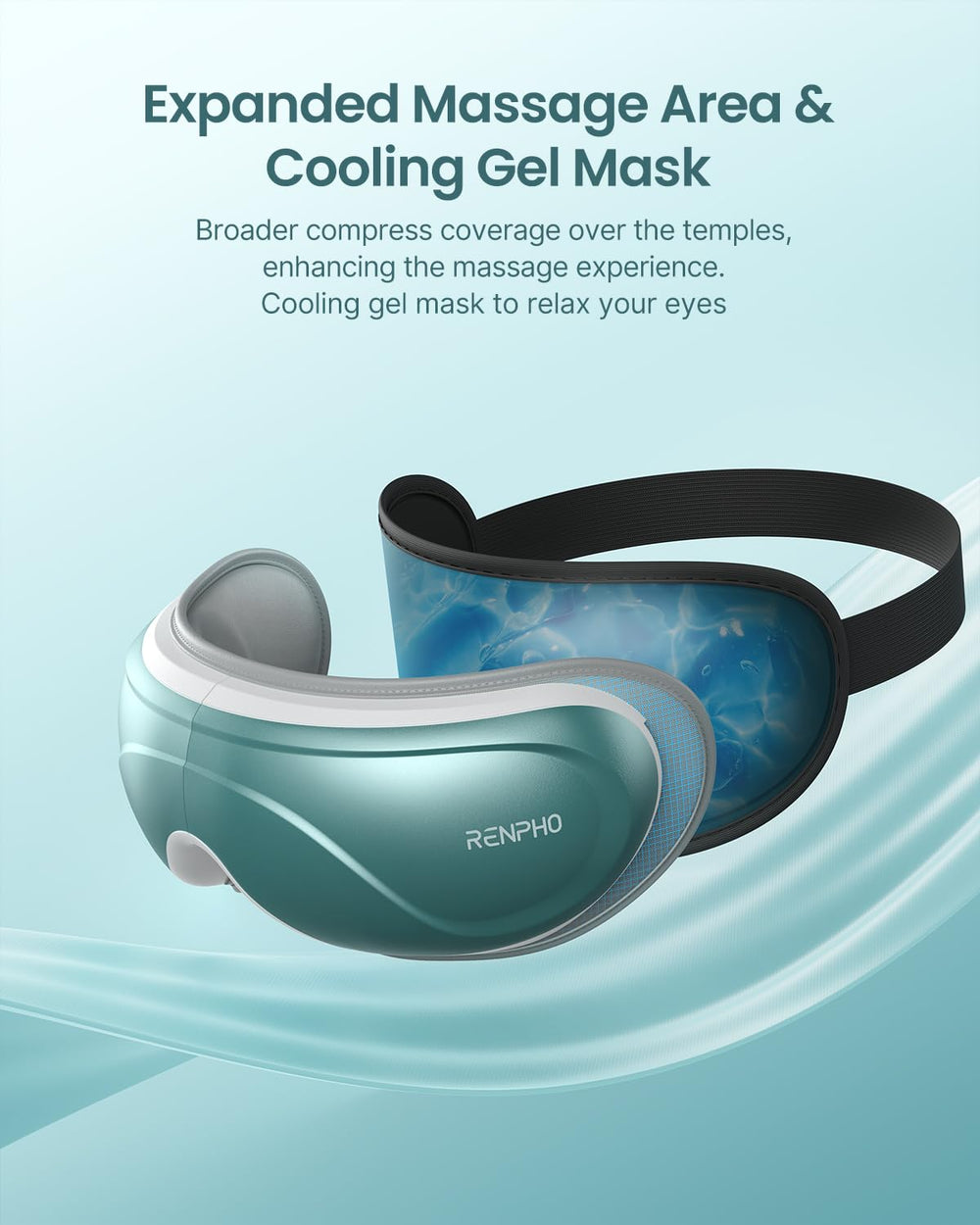 Ergonomic RENPHO Eye Massager with adjustable headband fits most users for personalized comfort.