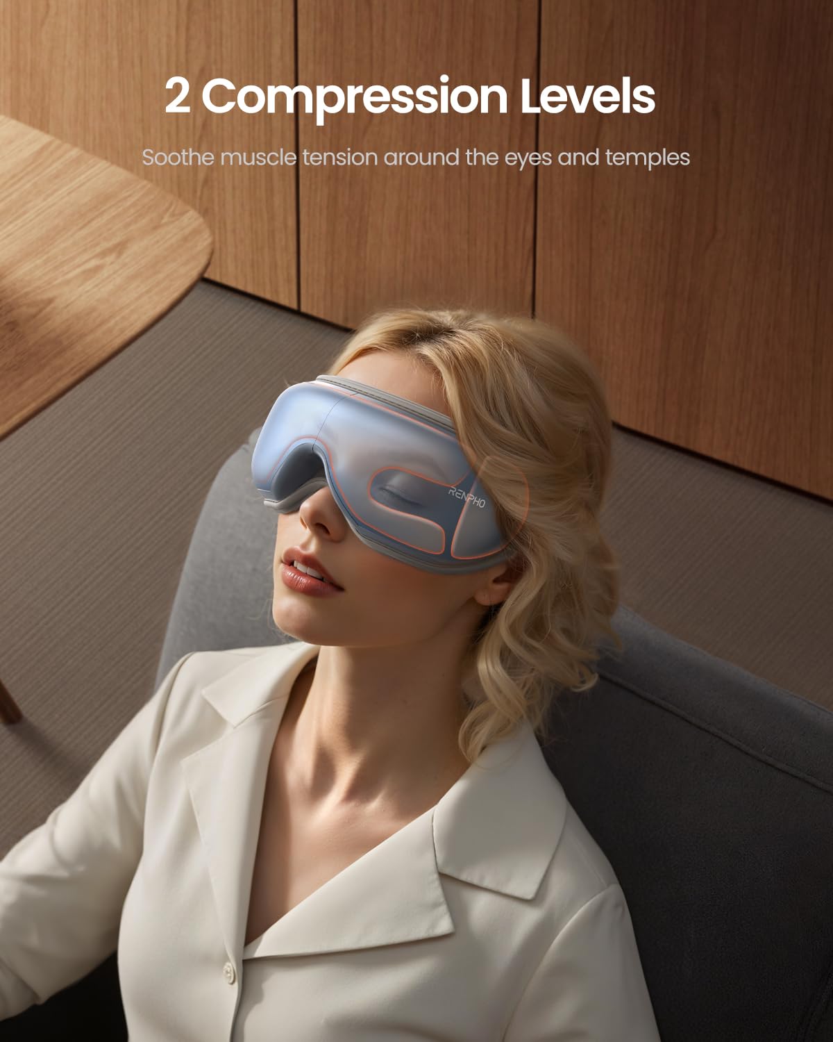 RENPHO Eye Massager remote control use for easy mode changes during massage.