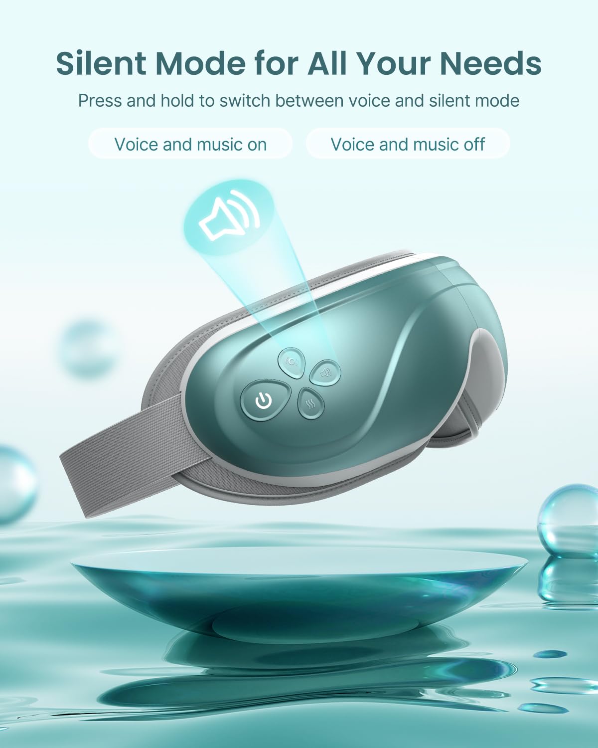 Silent Mode on RENPHO Eye Massager enables undisturbed rest when needed.