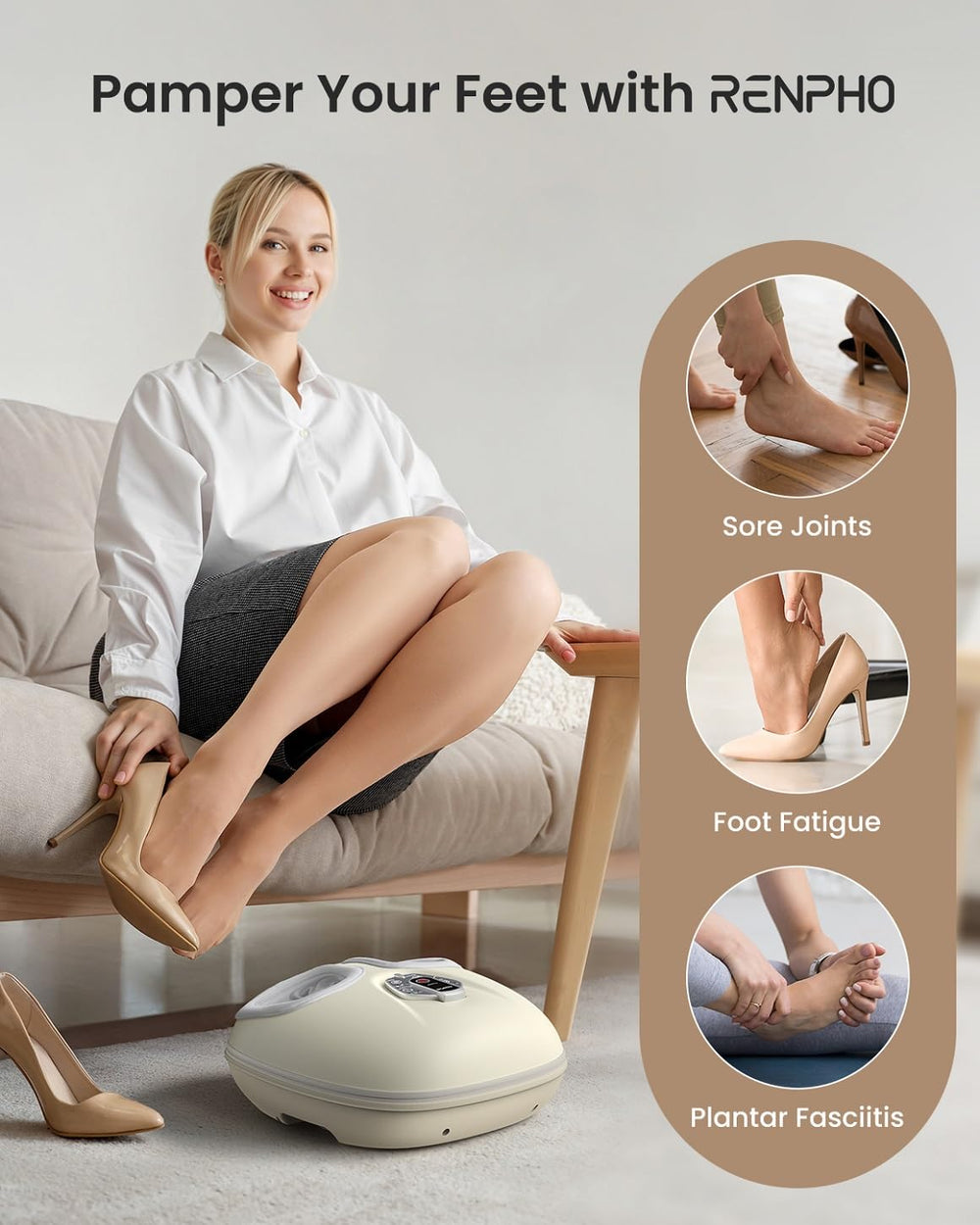 RENPHO foot massager arch and heel massage targets fatigue.