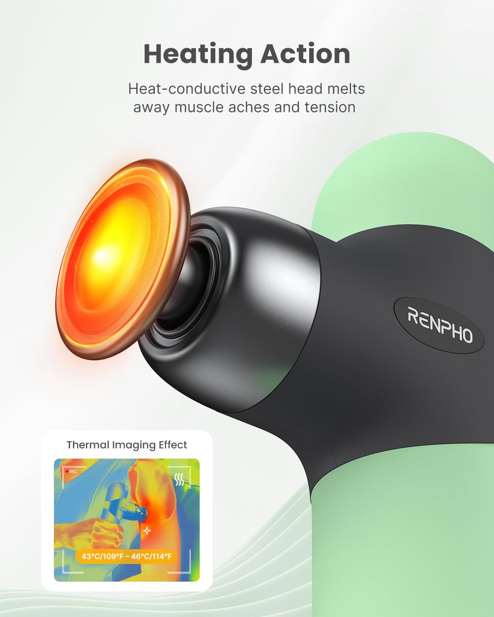 RENPHO heat-enabled massage head delivers quick warmth and comfort