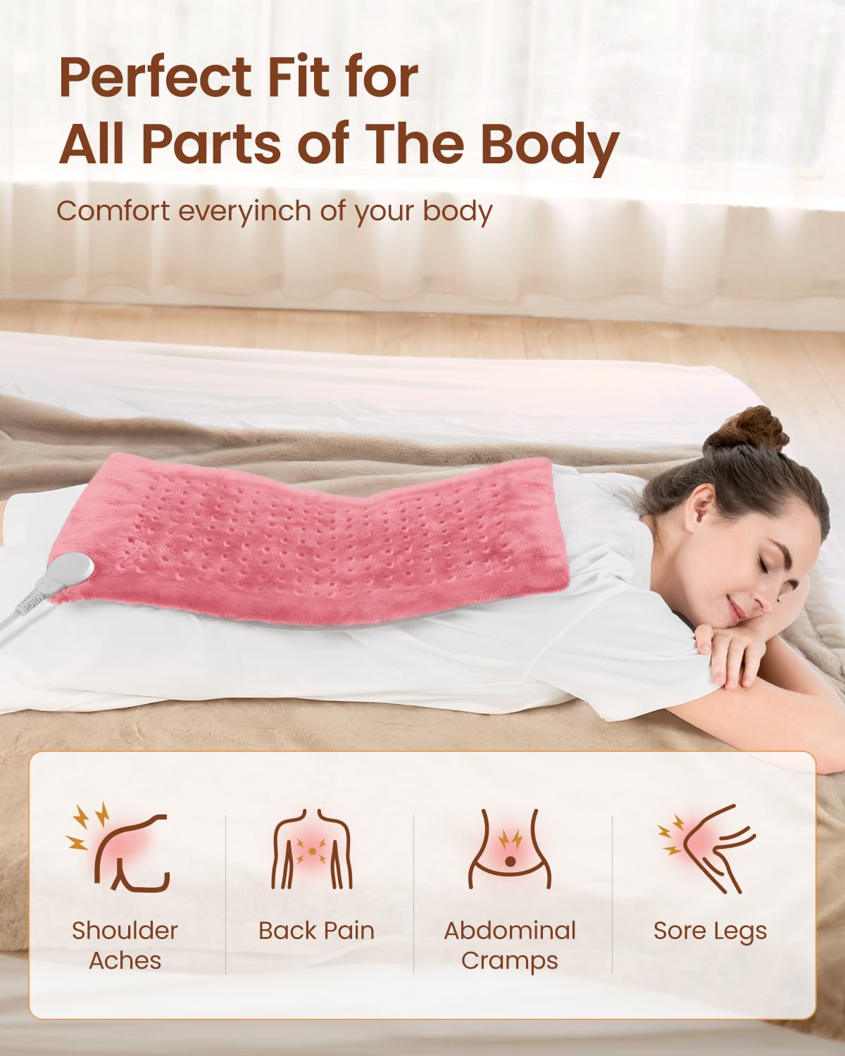 RENPHO ETL-certified heating pad in pink prioritizing safety.