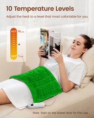 RENPHO heating pad with 10 heat settings lets you customize comfort.