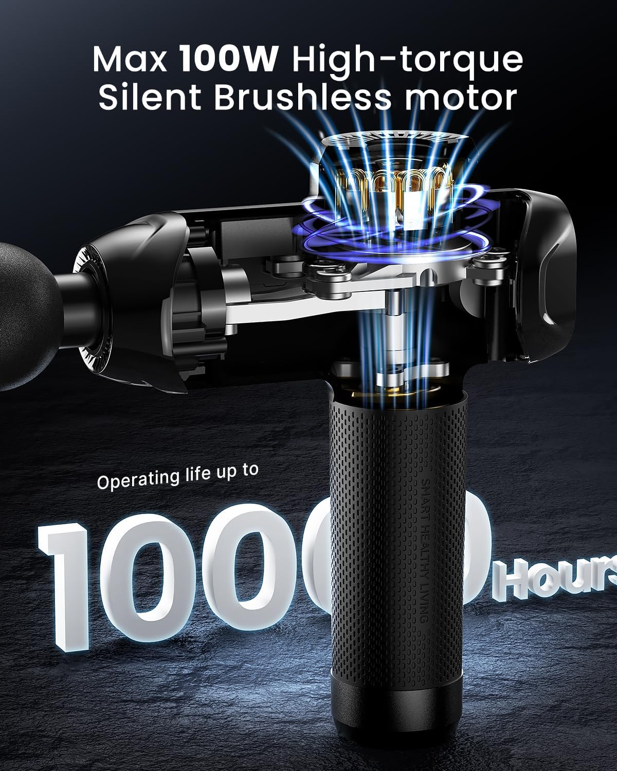 Renpho massager features LED touch display for easy speed and battery monitoring.