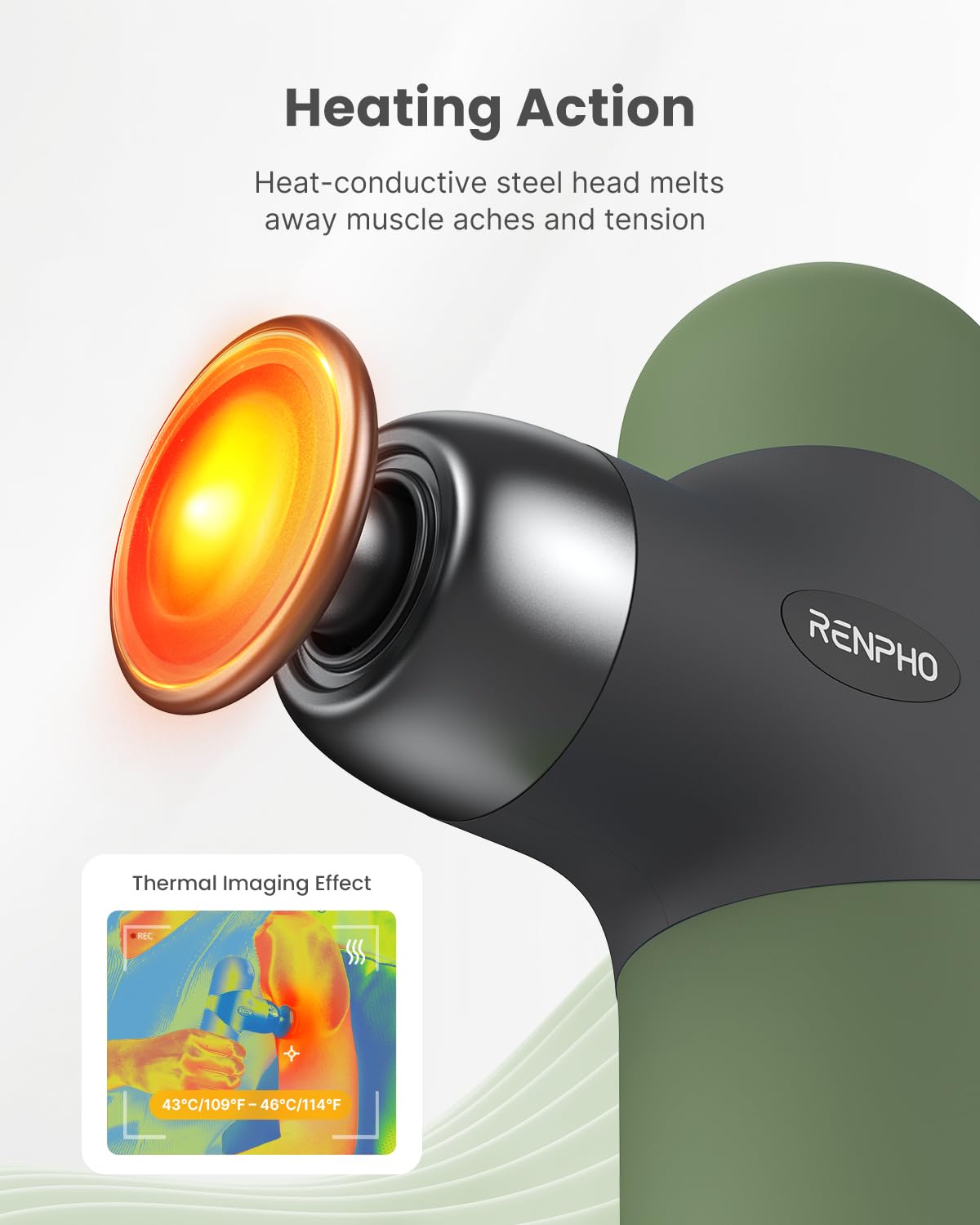 RENPHO Mini Thermal Massage Gun with color sleeves for personalized grip and style.