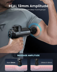 Renpho massage gun with six interchangeable heads for targeted muscle groups.